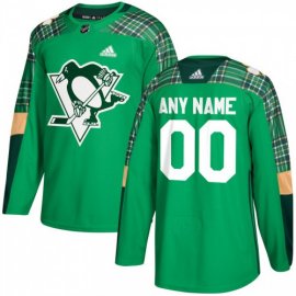 Mens Adidas Pittsburgh Penguins Personalized Green St. Patricks Day Custom Practice NHL Jersey