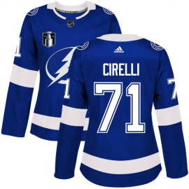 Adidas Tampa Bay Lightning #71 Anthony Cirelli Blue 2022 Stanley Cup Final Patch Womens Home Authentic Stitched NHL Jersey Womens
