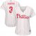 Philadelphia Phillies #3 Bryce Harper White(Red Strip) Home Womens Stitched MLB Jersey