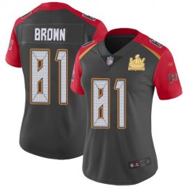 Nike Tampa Bay Buccaneers #81 Antonio Brown Gray Womens Super Bowl LV Champions Patch Stitched NFL Limited Inverted Legend Jersey