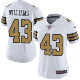 Nike New Orleans Saints #43 Marcus Williams White Womens Stitched NFL Limited Rush Jersey