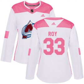 Adidas Colorado Avalanche #33 Patrick Roy White/Pink Authentic Fashion Womens Stitched NHL Jersey