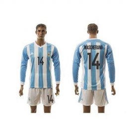 Argentina #14 Mascherano Home Long Sleeves Soccer Country Jersey