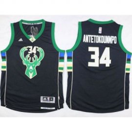 Youth Milwaukee Bucks #34 Giannis Antetokounmpo Black Stitched NBA Jersey