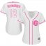 Chicago Cubs #12 Kyle Schwarber White/Pink Fashion Womens Stitched MLB Jersey