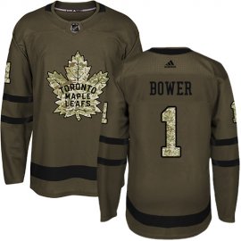 Adidas Toronto Maple Leafs #1 Johnny Bower Green Salute to Service Stitched NHL Jersey