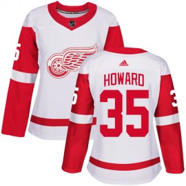 Adidas Detroit Red Wings #35 Jimmy Howard White Road Authentic Womens Stitched NHL Jersey