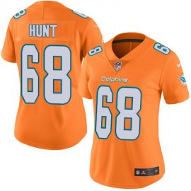 Nike Miami Dolphins #68 Robert Hunt Orange Womens Stitched NFL Limited Rush Jersey