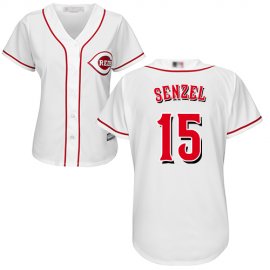 Cincinnati Reds #15 Nick Senzel White Home Womens Stitched MLB Jersey