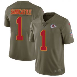 Nike Kansas City Chiefs #1 Leon Sandcastle Olive Mens Stitched NFL Limited 2017 Salute to Service Jersey