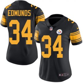 Nike Pittsburgh Steelers #34 Terrell Edmunds Black Womens Stitched NFL Limited Rush Jersey