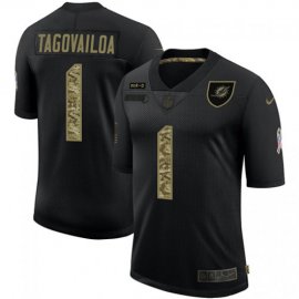 Miami Dolphins #1 Tua Tagovailoa Mens Nike 2020 Salute To Service Camo Limited NFL Jersey Black