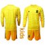 Spain Blank Yellow Long Sleeves Goalkeeper Kid Soccer Country Jersey