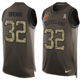 Nike Cleveland Browns #32 Jim Brown Green Mens Stitched NFL Limited Salute To Service Tank Top Jersey