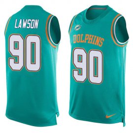 Nike Miami Dolphins #90 Shaq Lawson Aqua Green Team Color Mens Stitched NFL Limited Tank Top Jersey