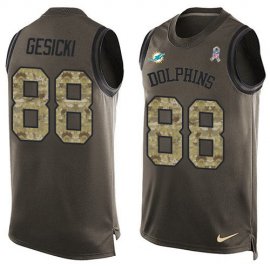 Nike Miami Dolphins #88 Mike Gesicki Green Mens Stitched NFL Limited Salute To Service Tank Top Jersey