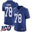 Nike New York Giants #78 Andrew Thomas Royal Blue Team Color Mens Stitched NFL 100th Season Vapor Untouchable Limited Jersey