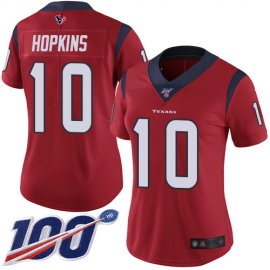 Nike Houston Texans #10 DeAndre Hopkins Red Alternate Womens Stitched NFL 100th Season Vapor Limited Jersey
