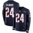 Nike New England Patriots #24 Stephon Gilmore Navy Blue Team Color Mens Stitched NFL Limited Therma Long Sleeve Jersey