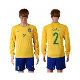 Brazil #2 Cafu Home Long Sleeves Soccer Country Jersey