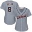 Detroit Tigers #8 Justin Upton Grey Road Womens Stitched MLB Jersey