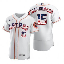 Houston Astros #15 Carlos Beltran Mens Nike White Fluttering USA Flag Limited Edition Authentic MLB Jersey