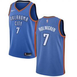 Nike Oklahoma City Thunder #7 Chet Holmgren Blue Mens 2021-22 NBA 75th Anniversary Diamond Swingman Jersey – Icon Edition Mens