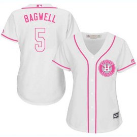Houston Astros #5 Jeff Bagwell White/Pink Fashion Womens Stitched MLB Jersey