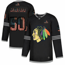 Chicago Blackhawks #50 Corey Crawford Adidas Mens Black USA Flag Limited NHL Jersey