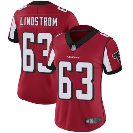 Nike Atlanta Falcons #63 Chris Lindstrom Red Team Color Womens Stitched NFL Vapor Untouchable Limited Jersey