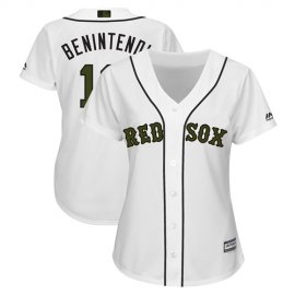 Boston Red Sox #16 Andrew Benintendi White 2018 Memorial Day Cool Base Womens Stitched MLB Jersey