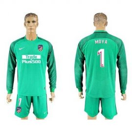 Atletico Madrid #1 Moya Green Goalkeeper Long Sleeves Soccer Club Jersey