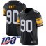 Nike Pittsburgh Steelers #90 T. J. Watt Black Alternate Mens Stitched NFL 100th Season Vapor Limited Jersey