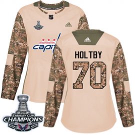 Adidas Washington Capitals #70 Braden Holtby Camo Authentic 2017 Veterans Day Stanley Cup Final Champions Womens Stitched NHL Jersey