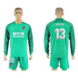 Atletico Madrid #13 Oblak Green Goalkeeper Long Sleeves Soccer Club Jersey