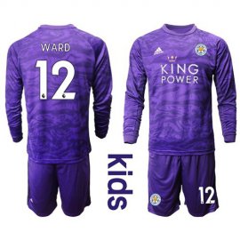 Leicester City #12 Ward Purple Goalkeeper Long Sleeves Kid Soccer Club Jersey