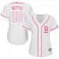 Boston Red Sox #50 Mookie Betts White/Pink Fashion Womens Stitched MLB Jersey
