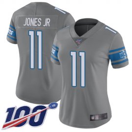 Nike Detroit Lions #11 Marvin Jones Jr Gray Womens Stitched NFL Limited Rush 100th Season Jersey