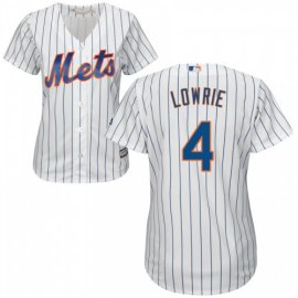 New York Mets #4 Jed Lowrie White Womens Cool Base Stitched MLB Jersey