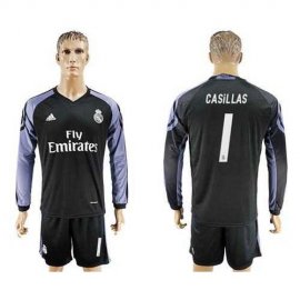 Real Madrid #1 Casillas Sec Away Long Sleeves Soccer Club Jersey