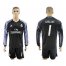 Real Madrid #1 Casillas Sec Away Long Sleeves Soccer Club Jersey