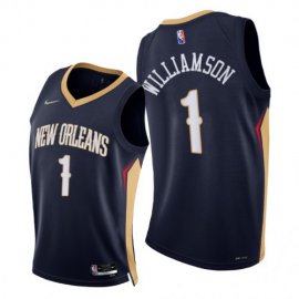 Nike New Orleans Pelicans #1 Zion Williamson Womens 2021-22 75th Diamond Anniversary NBA Jersey Navy Womens