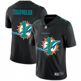 Miami Dolphins #1 Tua Tagovailoa Mens Nike Team Logo Dual Overlap Limited NFL Jersey Black
