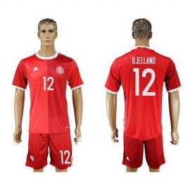 Danmark #12 Bjelland Red Home Soccer Country Jersey
