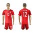 Danmark #12 Bjelland Red Home Soccer Country Jersey