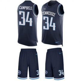 Nike Tennessee Titans #34 Earl Campbell Navy Blue Team Color Mens Stitched NFL Limited Tank Top Suit Jersey