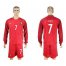 Portugal #7 Figo Home Long Sleeves Soccer Country Jersey