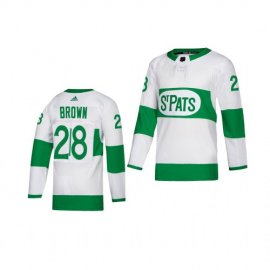 Adidas Toronto Maple Leafs #28 Connor Brown White 2019 St. Patricks Day Authentic Player Stitched Youth NHL Jersey
