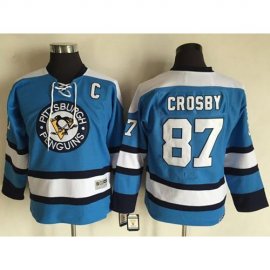 Pittsburgh Penguins #87 Sidney Crosby Blue CCM Throwback Stitched Youth NHL Jersey
