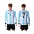 Argentina #7 Di Maria Home Long Sleeves Soccer Country Jersey